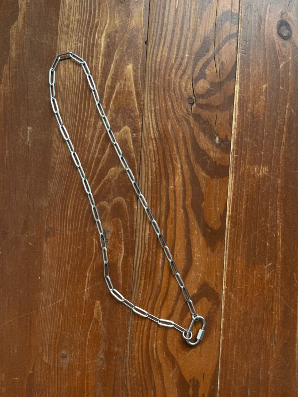 18" Stainless Steel Metal Paperclip Carabiner Necklace Y2K Style